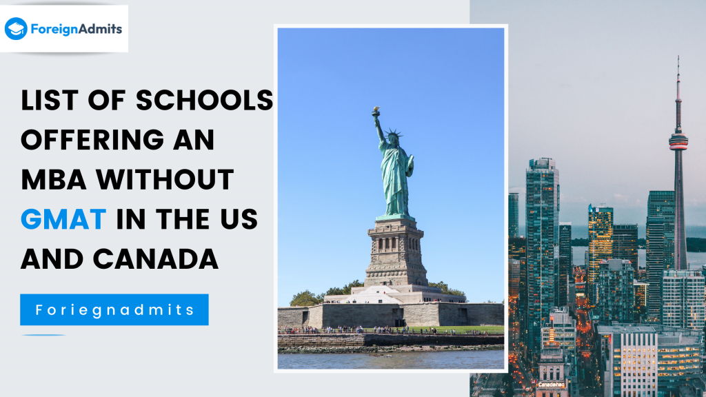 List of schools offering an MBA without GMAT in the US and Canada