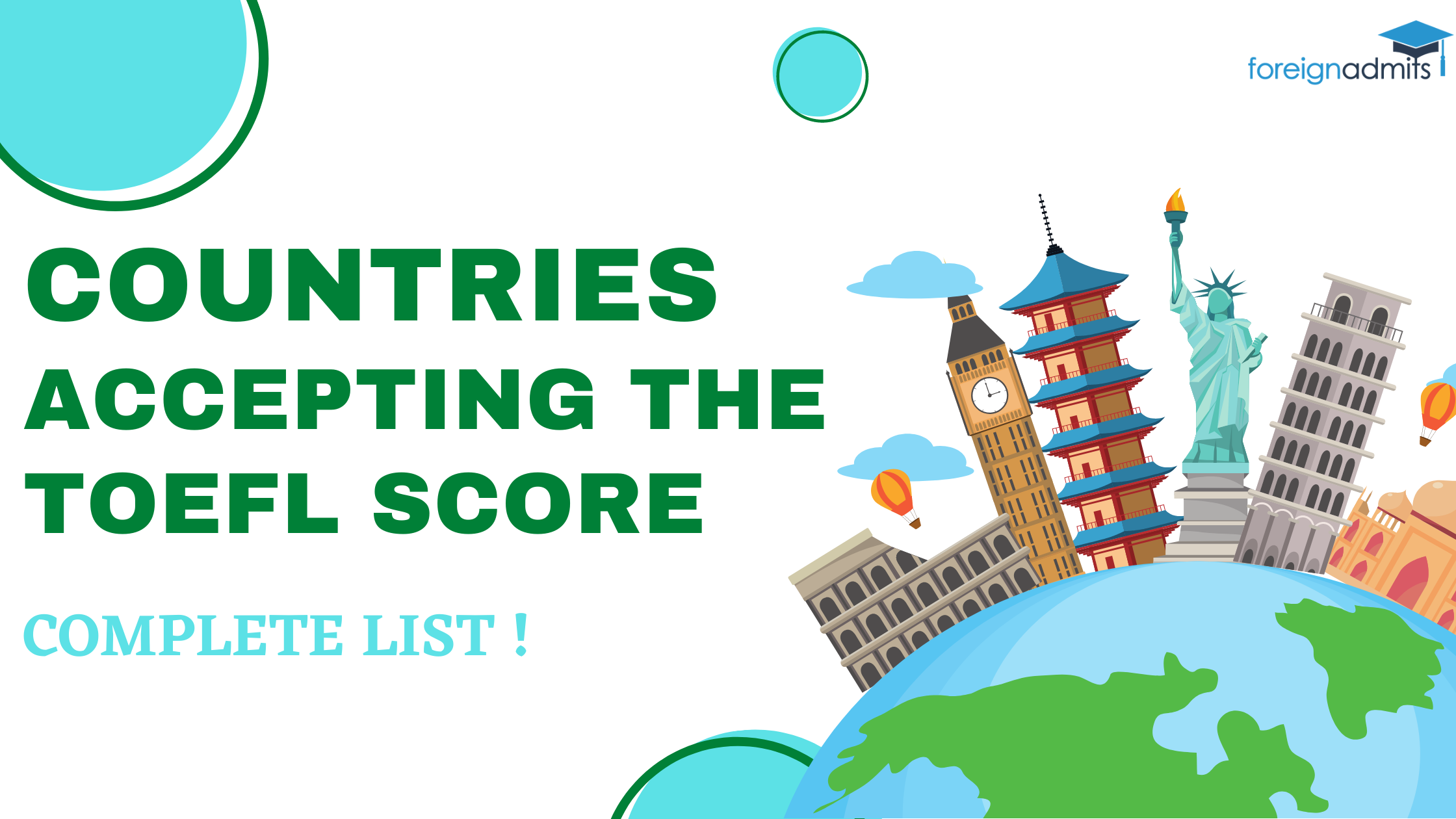 TOEFL Scores Accepting Countries List