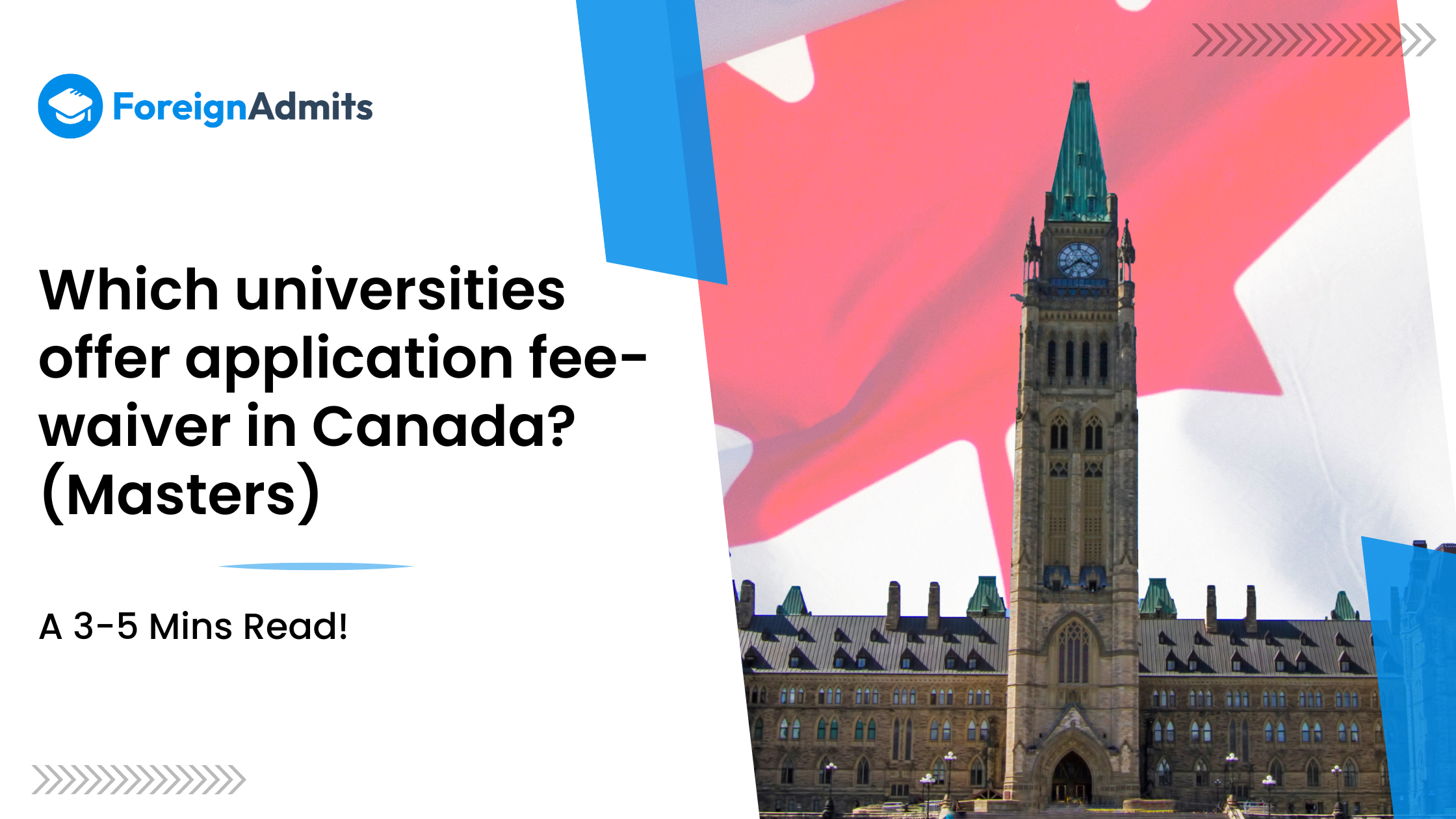 Which universities offer waiver of application fees in Canada? (Masters)